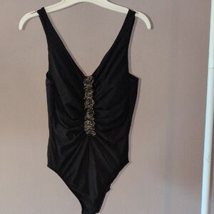 Miraclesuit Size 14 One Piece Black With Ruffle